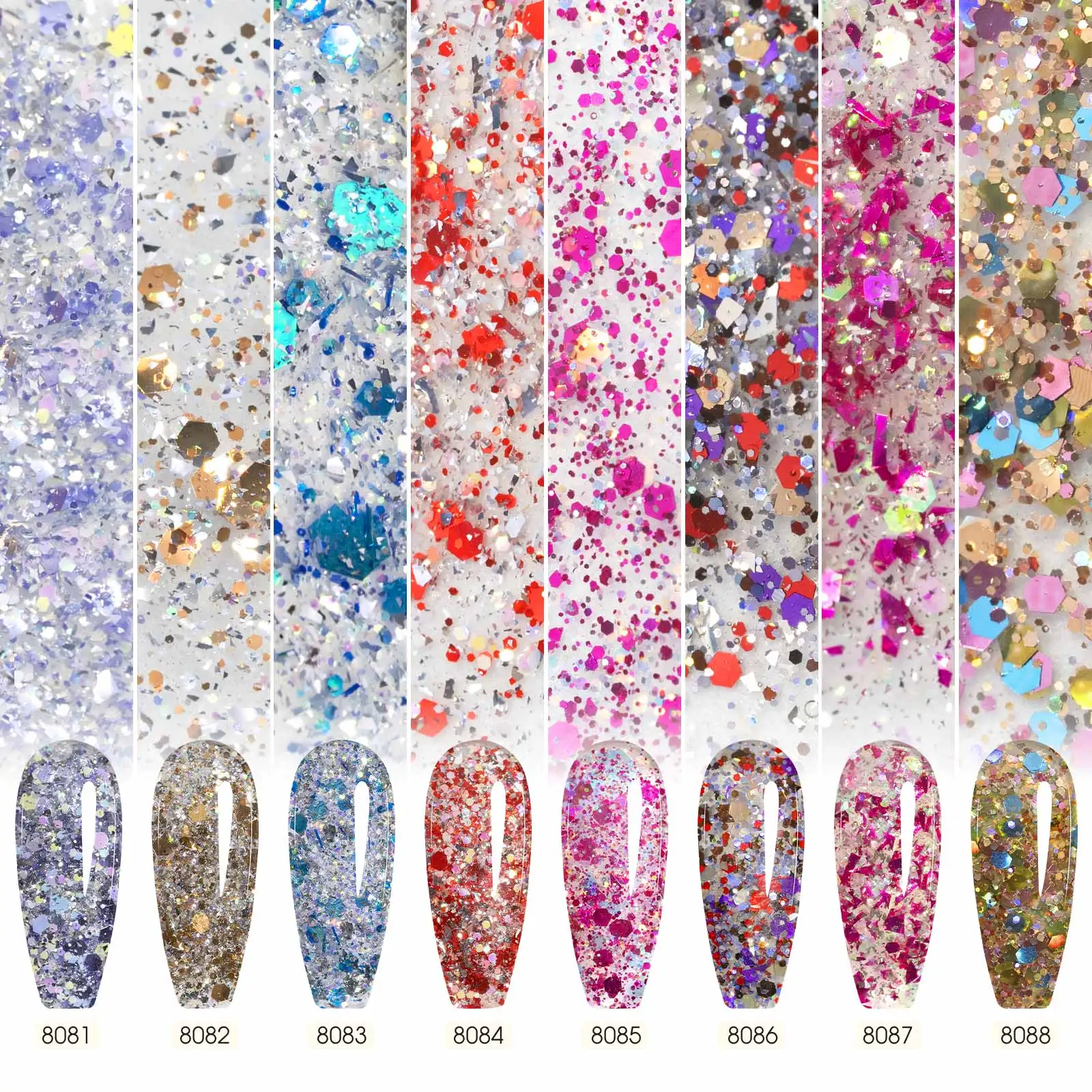 6pcs*9ml CANNI Sparkle Glietter Nail Gel Kit TPO FREE HEMA FREE Soak Off UV LED Polish Gorgeous Color Semi Permanent EU Standard