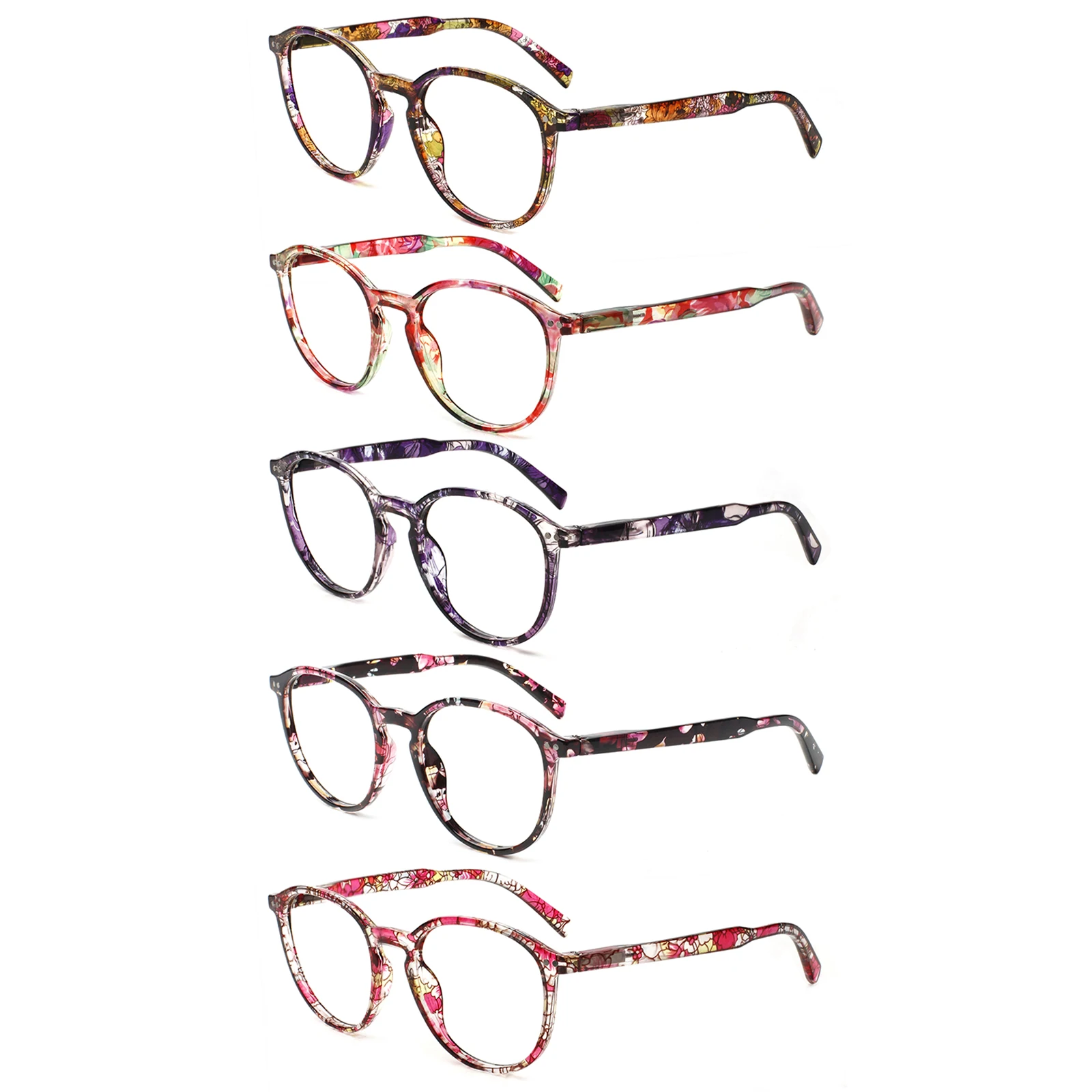 

BONCAMOR Reading Glasses Anti-Blue Light Women Transparent Printed Spring Hinge Eyeglasses FrameGlasses To Relieve Fatigue