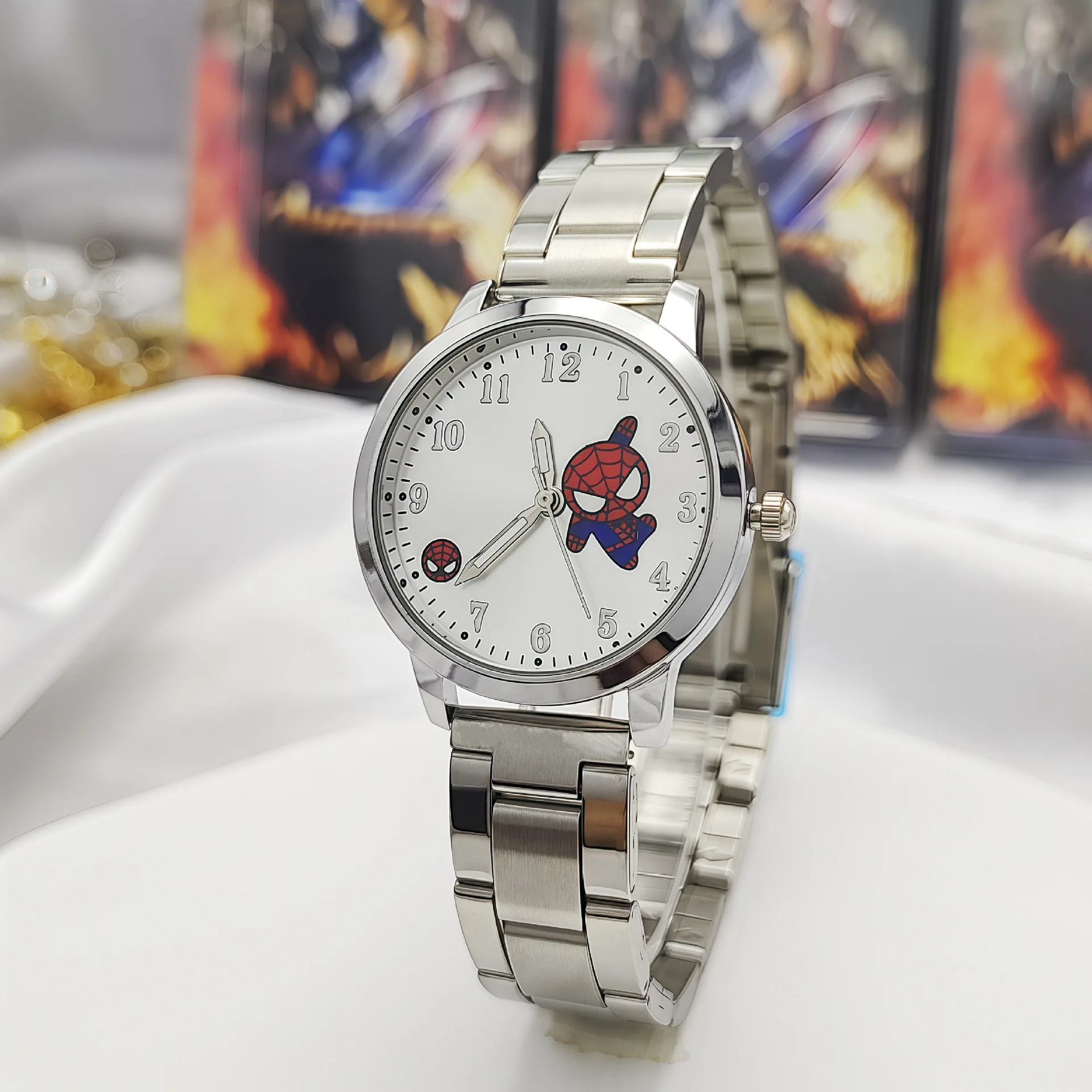 

Часы Disney SpiderMan, милые часы с героями мультфильмов, детские часы, подарок на Рождество для мальчиков, кожаные кварцевые часы