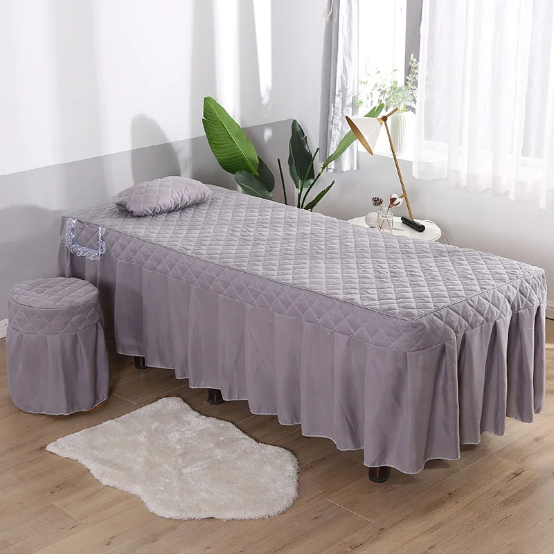 1pcs Massage Bed Cover +Pillowcase for Beauty Salon Table Bed skirt Skin-Friendly Massage SPA Bed Cover Colchas with Hole