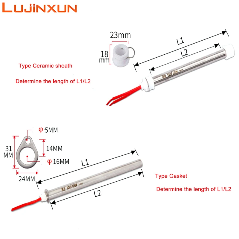 LUNJINXUN Высокотемпературный гриль, электрическая нагревательная труба, духовка, нагреватель, воспламенитель, горячий стержень SUS316, гриль для сухого горения, нагревательная трубка