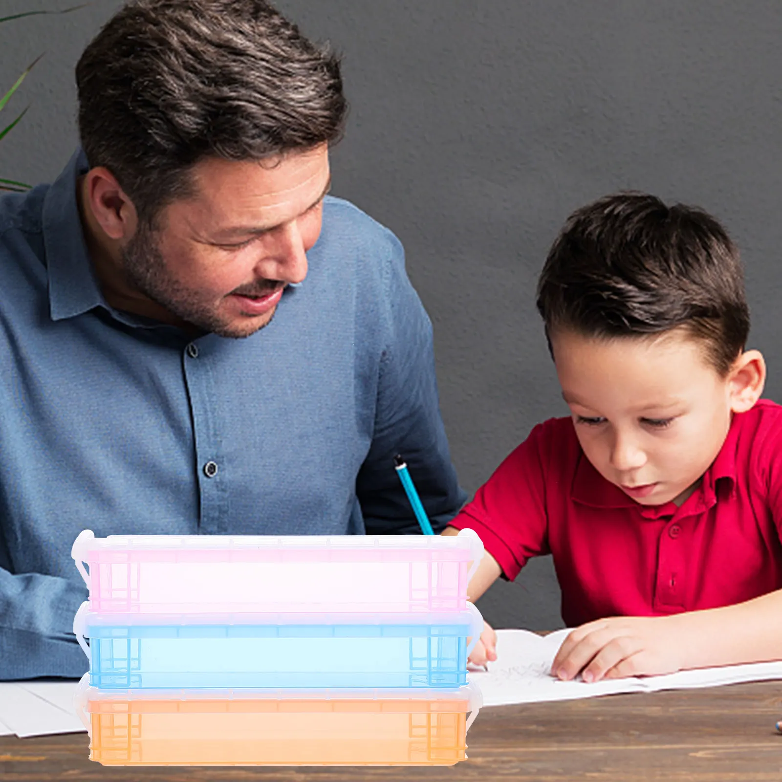 

Plastic Pencil Lightweight Kids Stationery Storage Plastic Stationery Containers Case ganize Pens Crayons Erasers