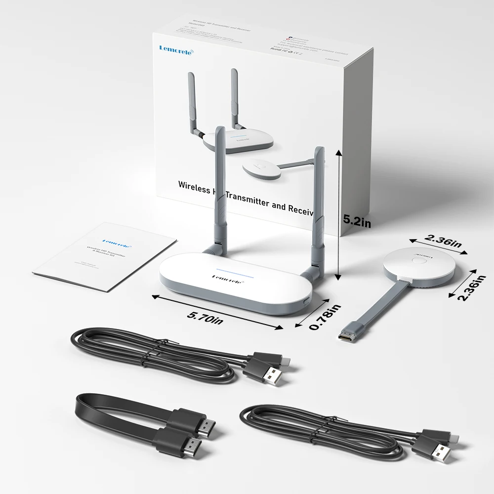 Lemorele Wireless HDMI Video Sender & HDMI/VGA Empfänger Extender Display Adapter Dongle für TV Monitor Projektor Schalter PC