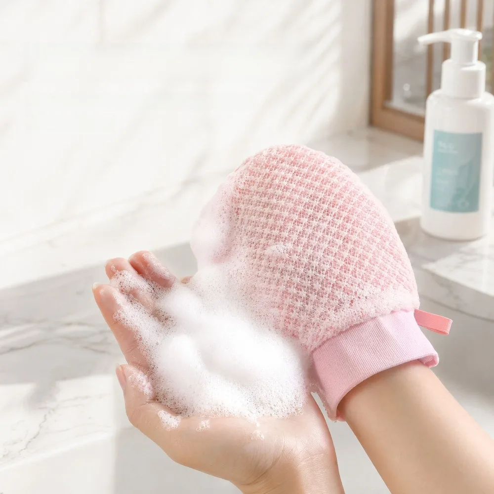 Dual Sided Exfoliating Shower Gloves Massage Texture Painless Scrub Body Exfoliating Mitt Gentle Deep Cleaning Bath Scrubber