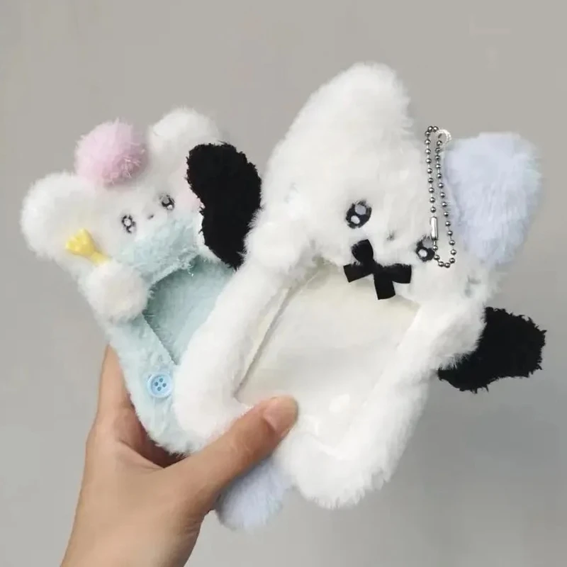 Cartoon Cat Photocard Holder Plush Kpop Idol Cards Holder Cute Trading Card Holder Sleeves Photo Cards Displayer Bag Keychain