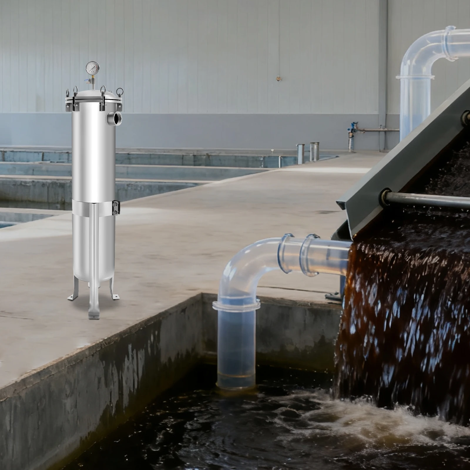 304 مرشح حقيبة الفولاذ المقاوم للصدأ مرشح السائل الصناعي لمعالجة المياه وفصل السائل الصلب الكيميائي عالي الكفاءة