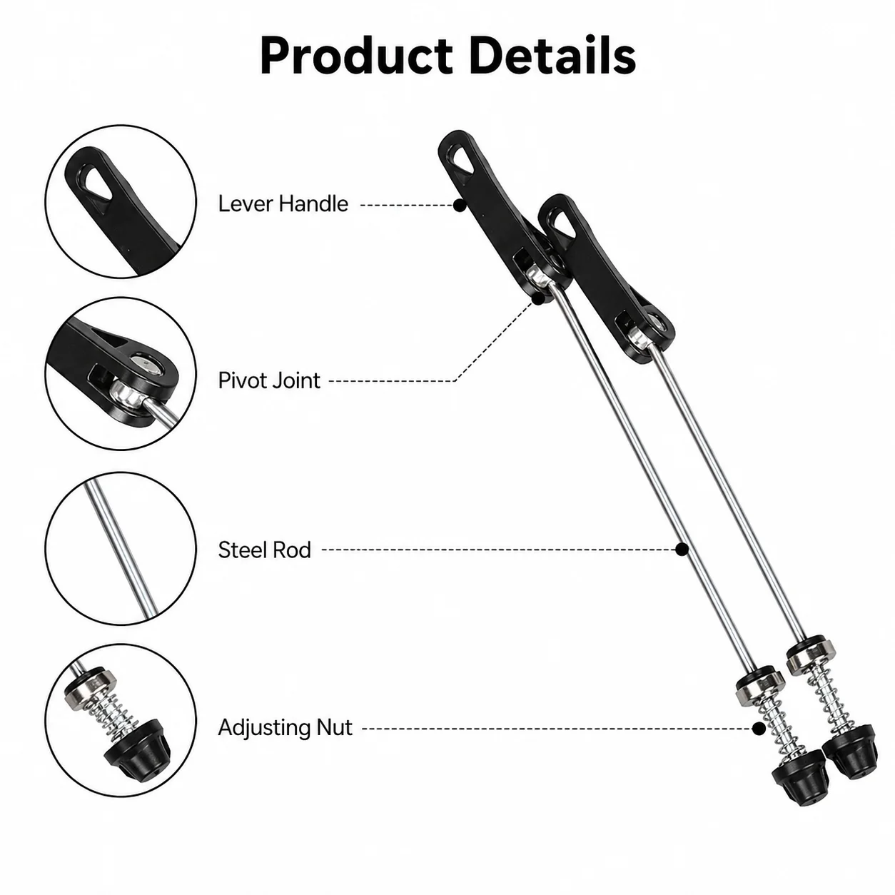 Mountain Bike Flower Drum Lengthened Quick Break Rod Single Axle Leather Quick Break Equipment Accessories