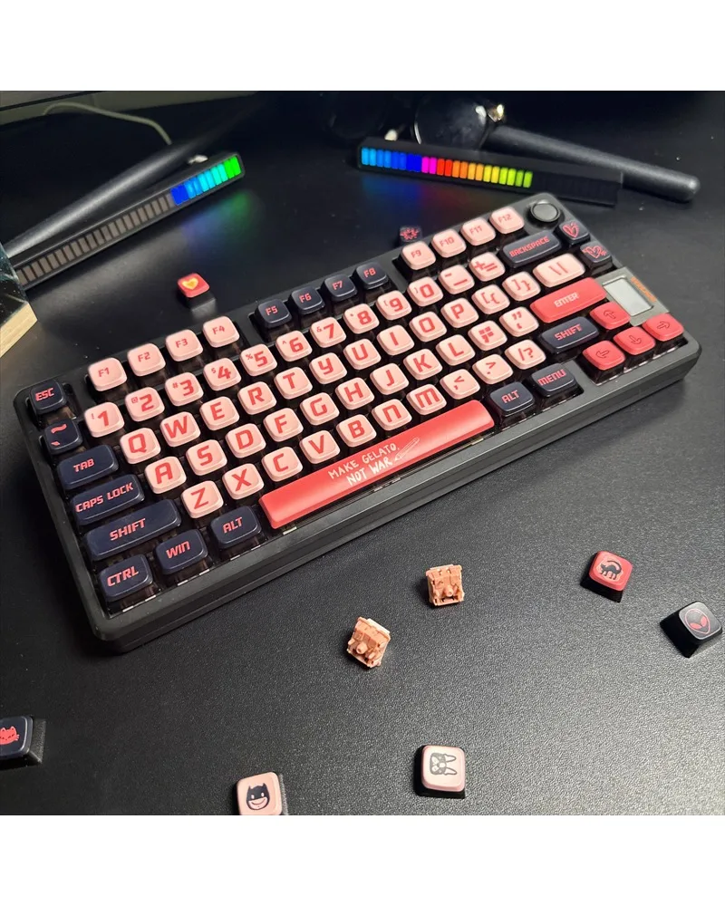 

Black Pink Transparent Theme Keycap MDA Height PBT Hot Sublimation Double Leather Milk Adaptation 64/68/75/84/87/98