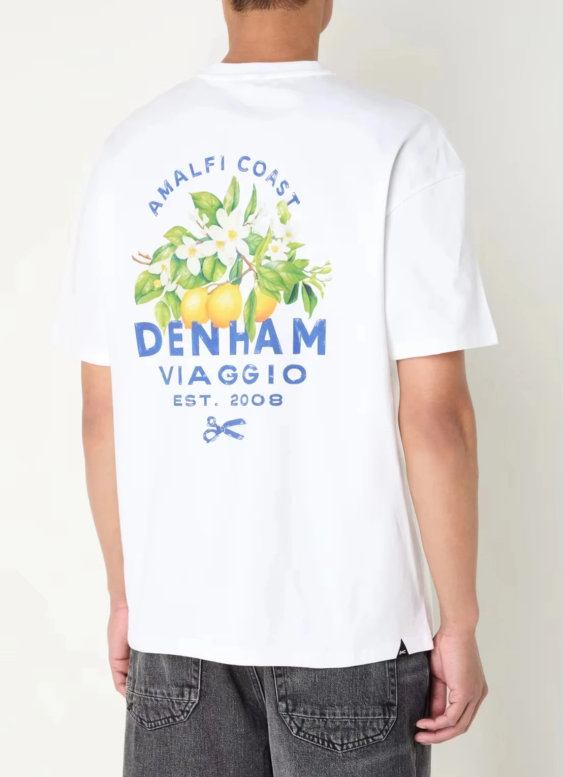 Camiseta Denham Amalfi de verano, Camiseta deportiva de marca con estampado de algodón, Top de cuello redondo a la moda, ropa informal suelta Unisex de alta calidad