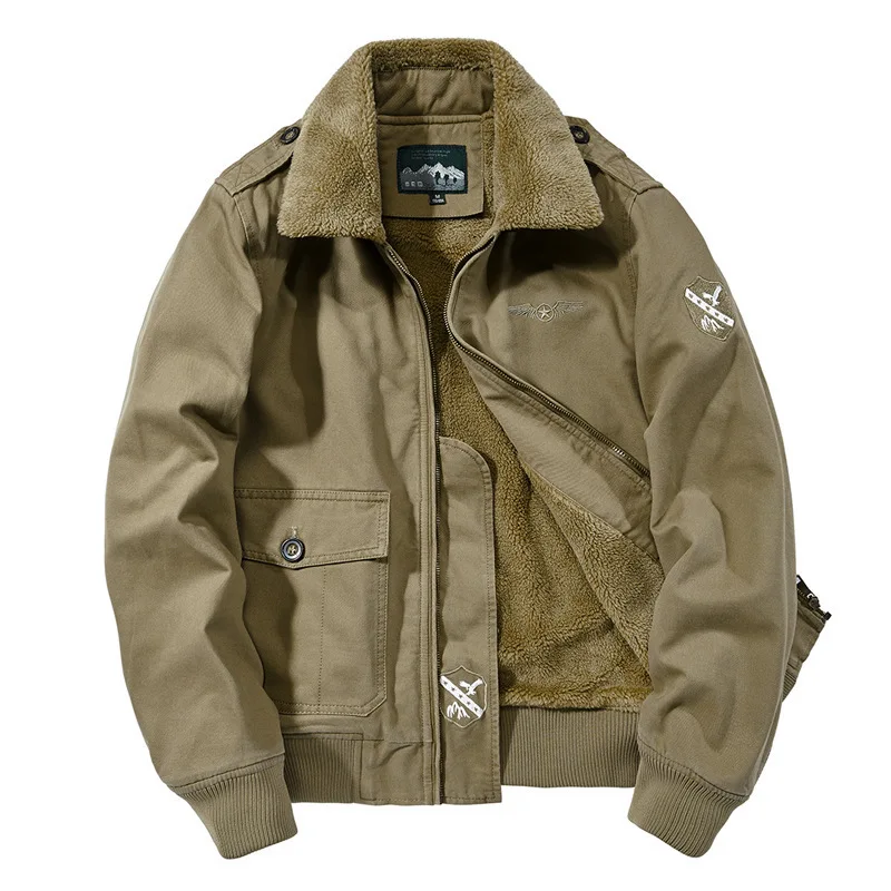 

Luxury Winter Men Clothing Bomber Jacket Fleece Warm Military Tactical Jackets Thick Outerwear Pocket Zipper Coat Casual New