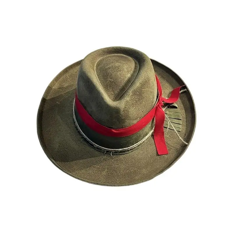 652F Vintage Distressed Hat Adult Roleplay Hat Party Headwear Formal Event Fedoras