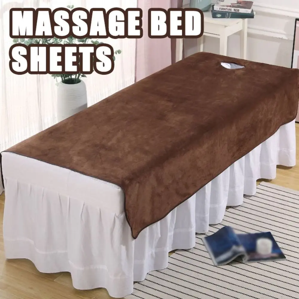 Colcha  SPA cómoda con orificio para la cara, sábanas  masaje suaves, Sábana cosmética  terciopelo grueso para salones