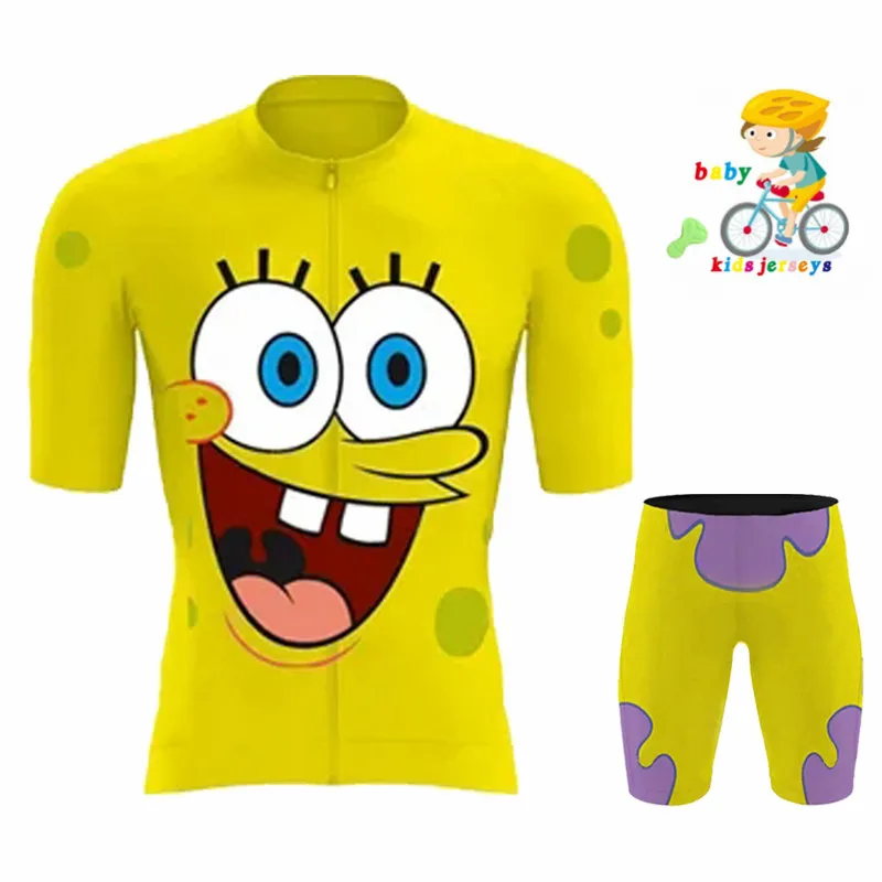 KBORA Children's comics Summer Cycling Short Sleeve Set MTB Bicycle Shirt Bicycle Bib Shorts Road Car Breathable Short Sleeve