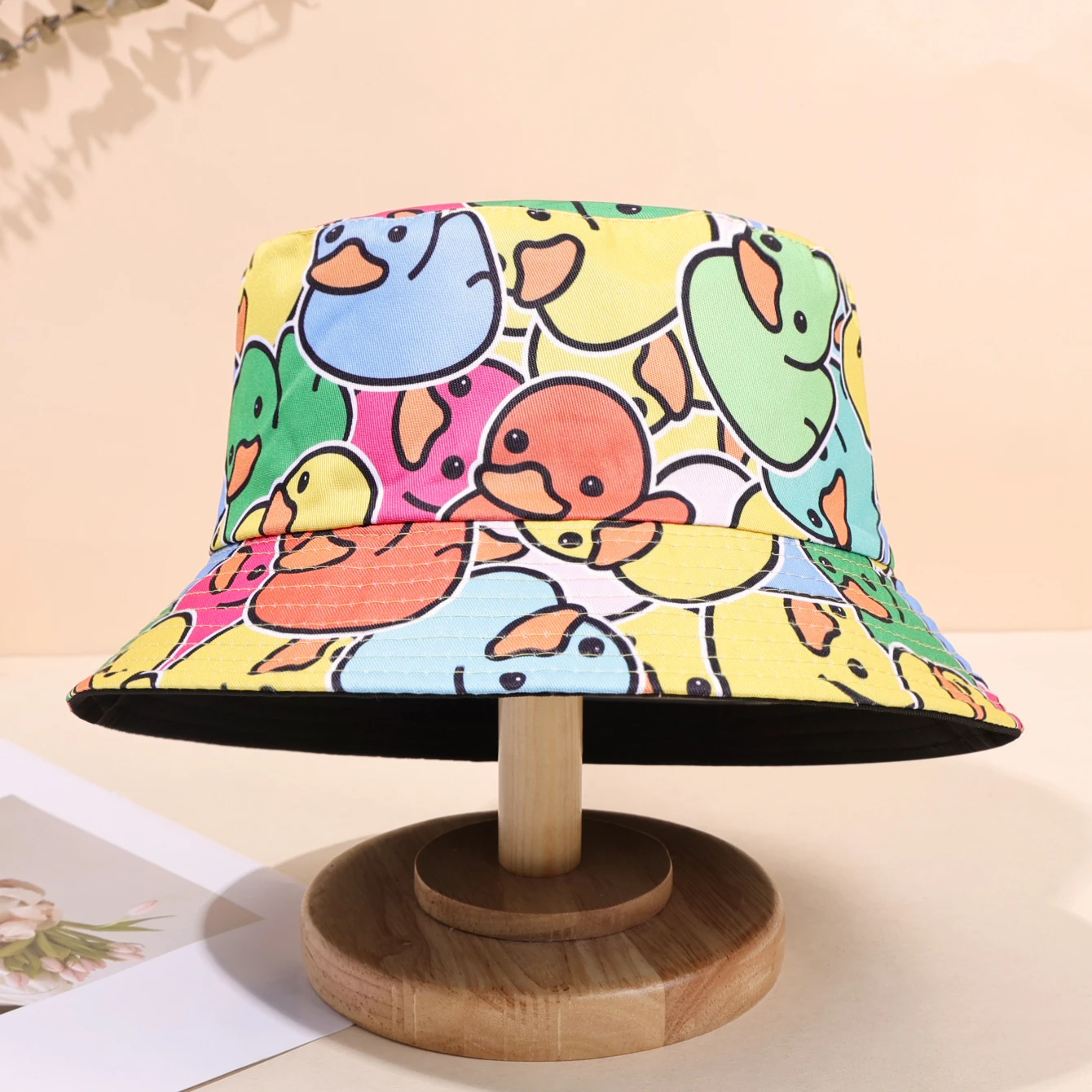 قبعة صياد السمك المظلة المطبوعة على شكل بطة صفراء كرتونية لطيفة للسفر في الربيع والصيف، قبعة حوض كاجوال للحماية من الشمس #3