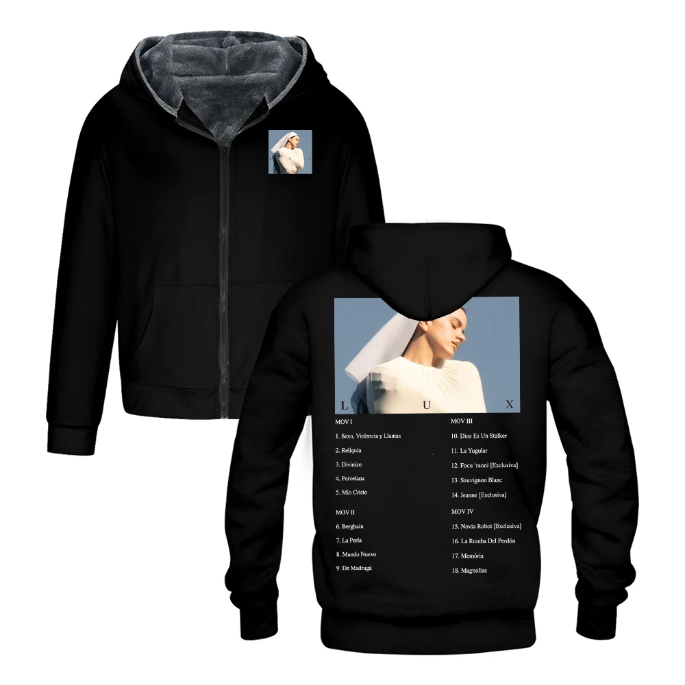 GF Rosalia LUX Album Tracklist Merch Zipper Hoodies Long Sleeve Streetwear Men Women Jacket Parkas Unisex Winter Coat
