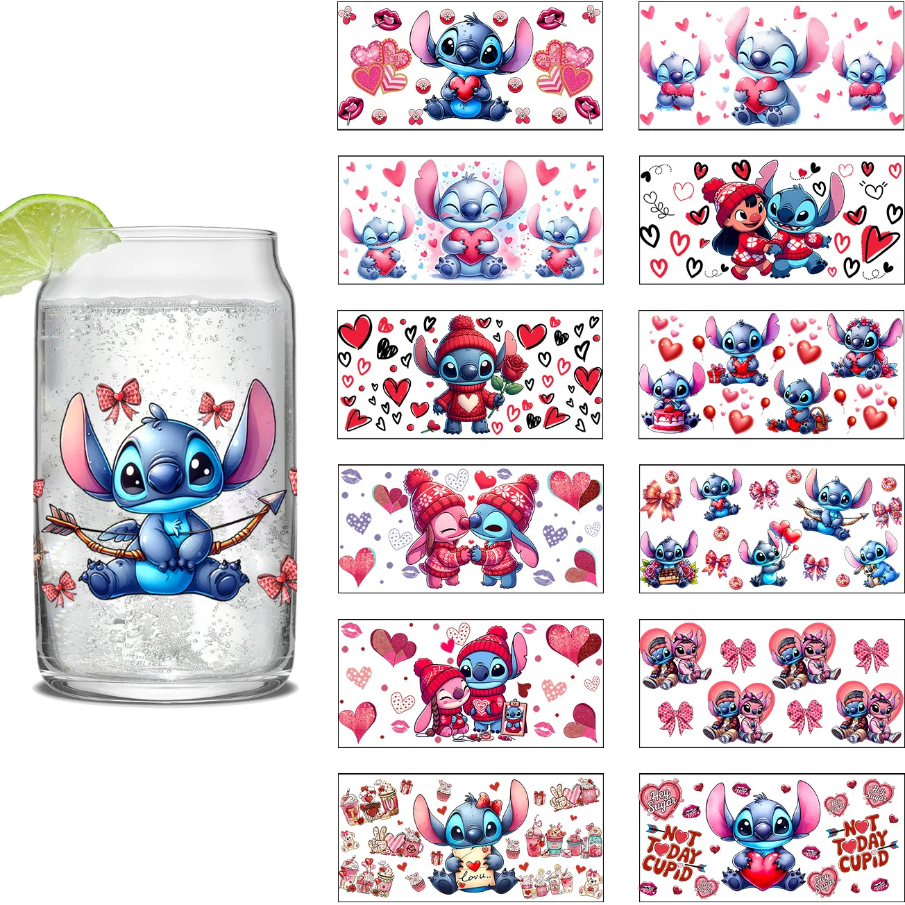 

Cute Stitch Series Easy peel waterproof DIY Decals 3D transfers uvdtf crystal stickers 16oz uv dtf tumbler cup wraps sticker