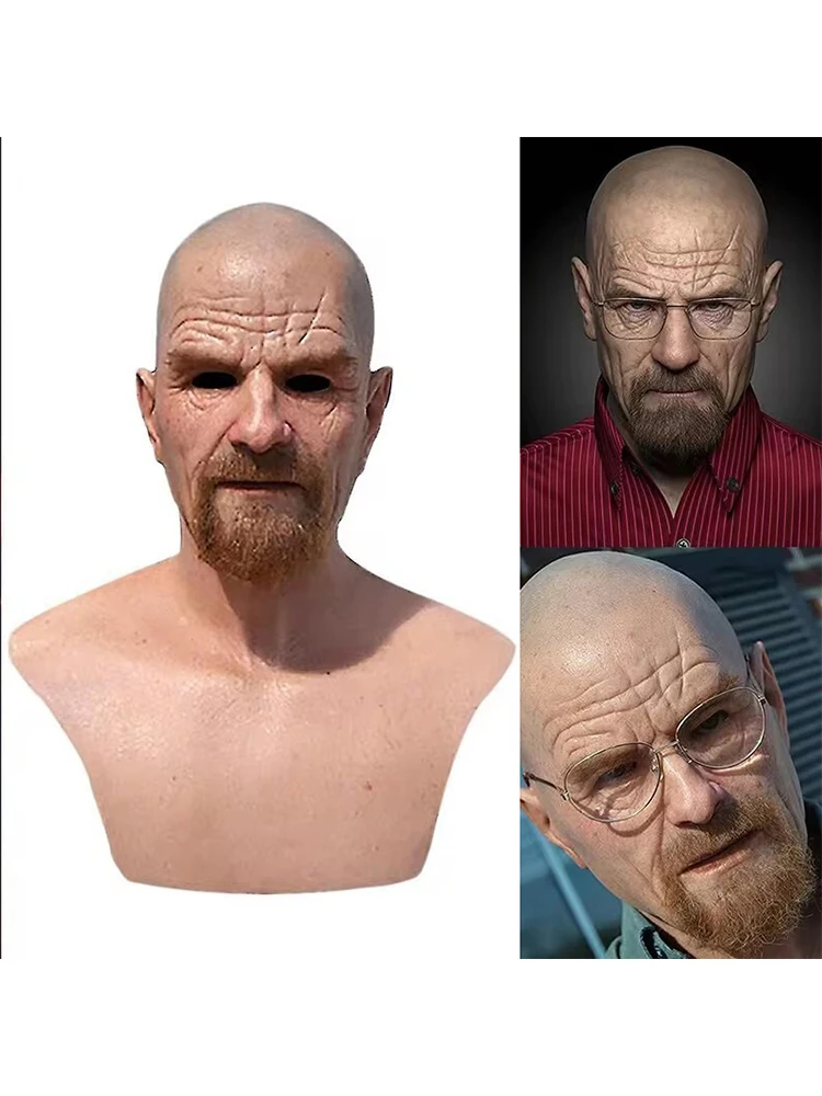 Masque en Silicone pour Halloween, nouvelle moustache chauve respirante, couvre-chef pour vieil homme, accessoires de Cosplay, accessoires de photographie, masques d'halloween, 2025