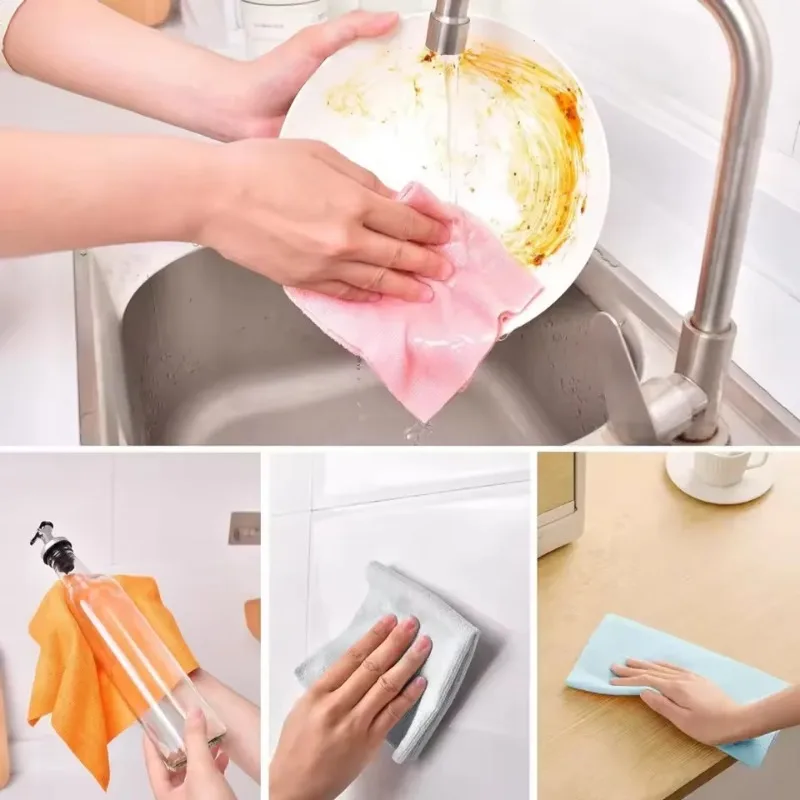 Paño de Limpieza Reutilizable, Paño de Cocina, Toalla de Microfibra, Rollos de Toallas, Paños para Platos, Reemplazo de Toallas de Papel, 1 Rollo de 20 Hojas