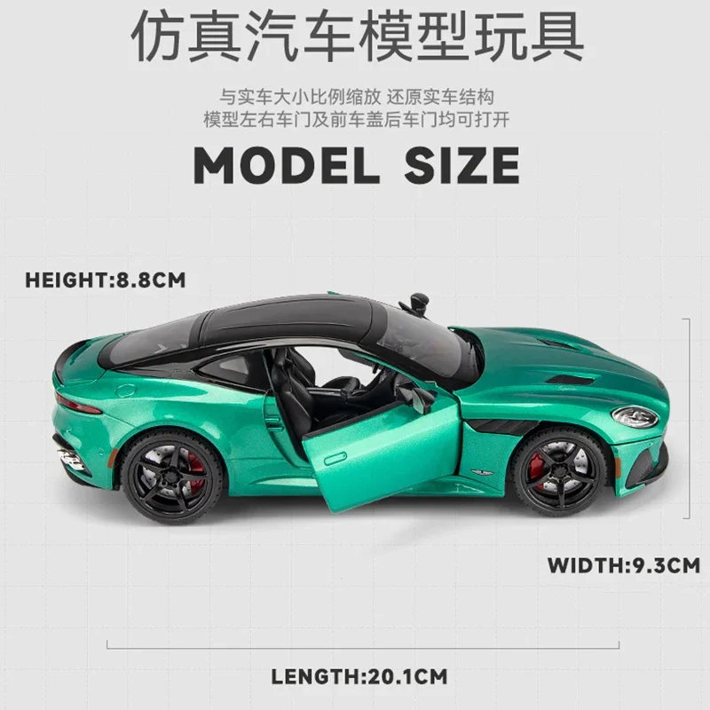 Diecast 1:24 Alloy Model Car Miniature Martin DBS Supercar for Children Collectible Birthday Gifts Metal Vehicle Kid Boys Hottoy