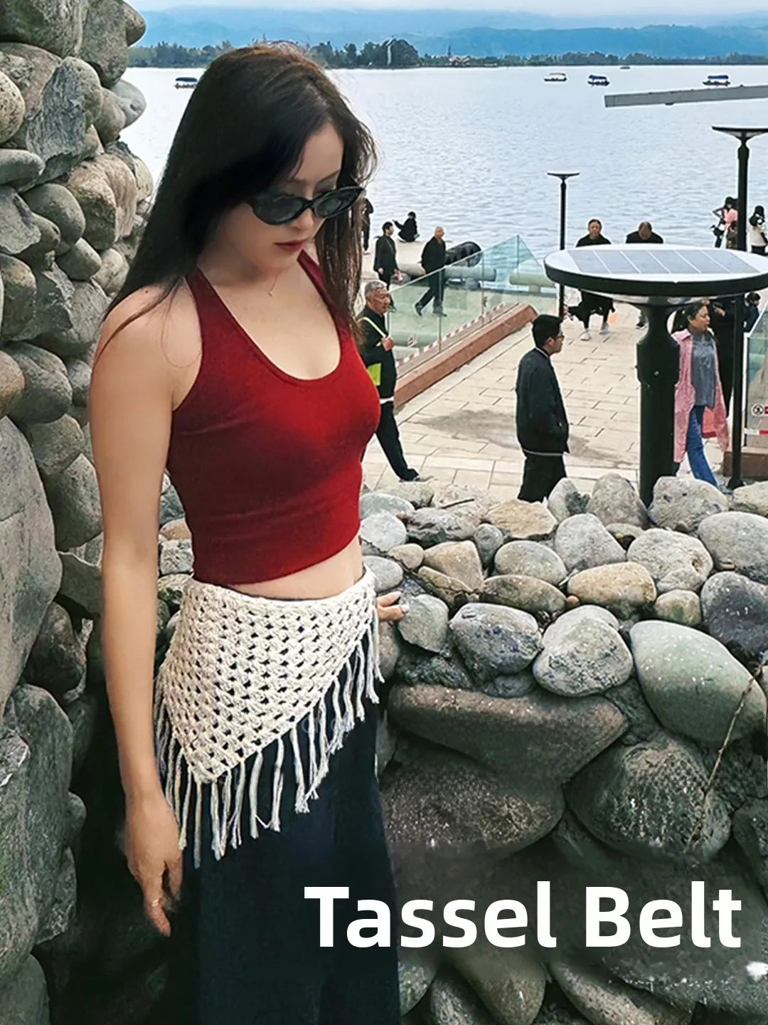 

Пояс ручной работы с кисточками, женский стиль, новинка осени 2025, многослойный широкий пояс-шарф для талии