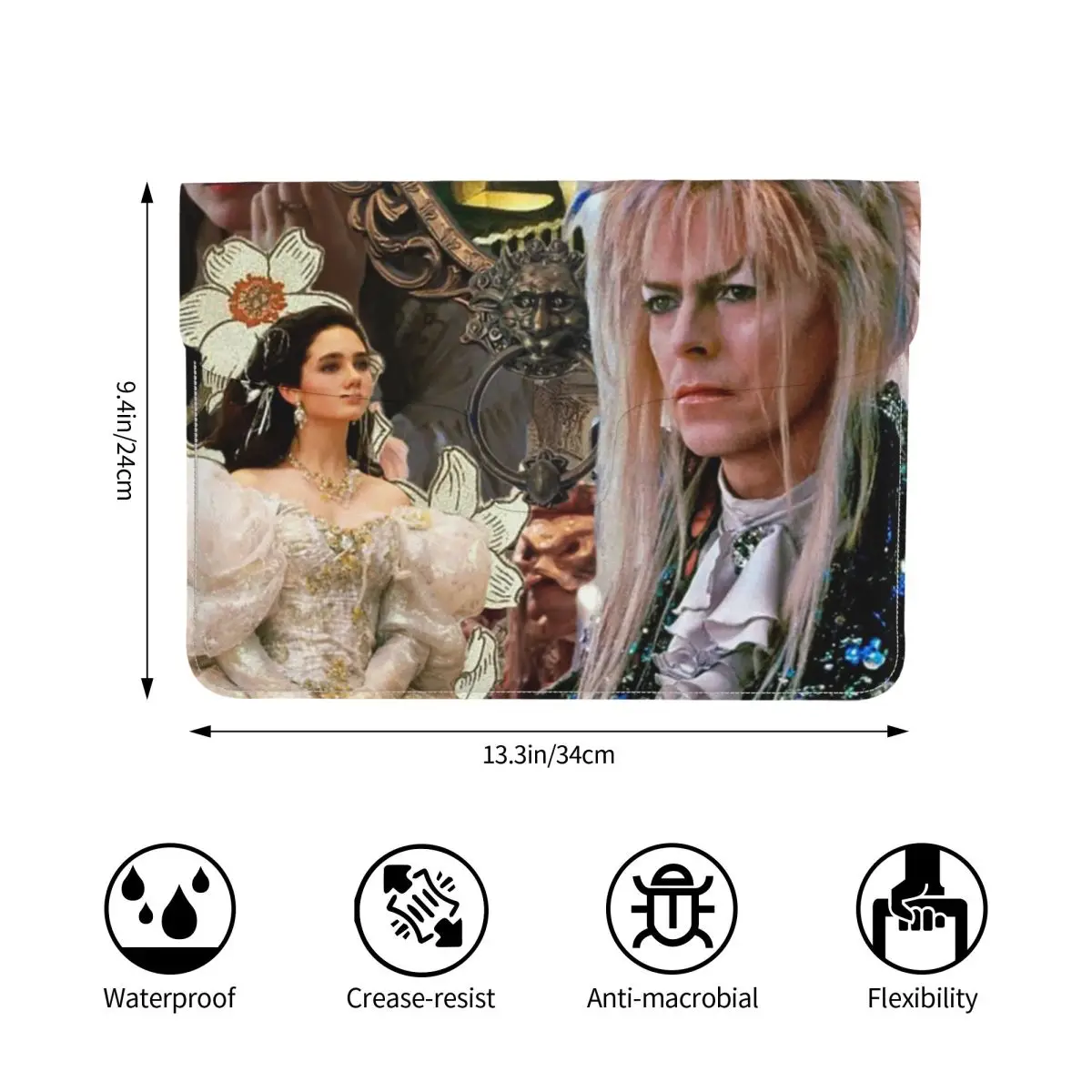 Return To Thra Labyrinth Movie PU Leather Horizontal Laptop Sleeve Shockproof Soft Lining Notebook Case 13 Inch
