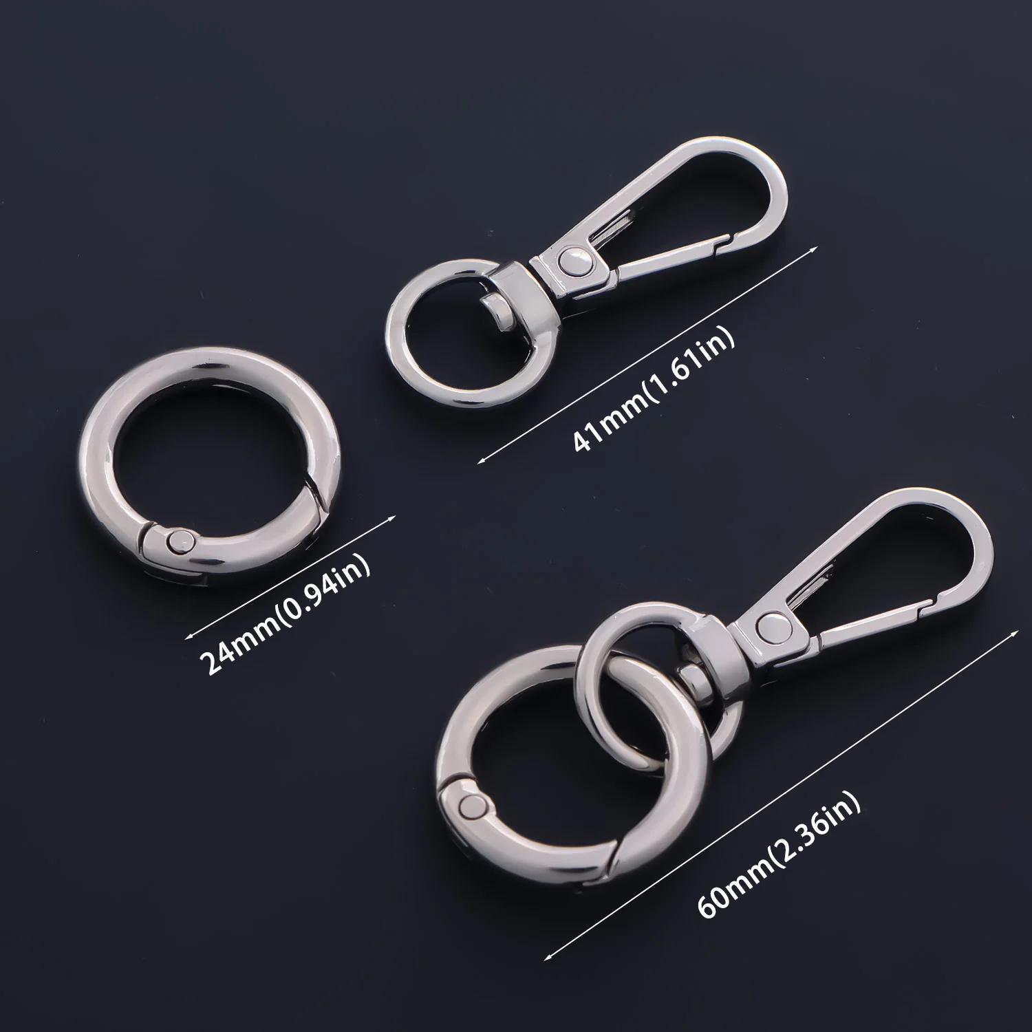2 Sets Swivel Clasp Clip, Metal Swivel Snap Hooks, Double Opening Key Chain Clip for DIY Crafts, Lanyard Making