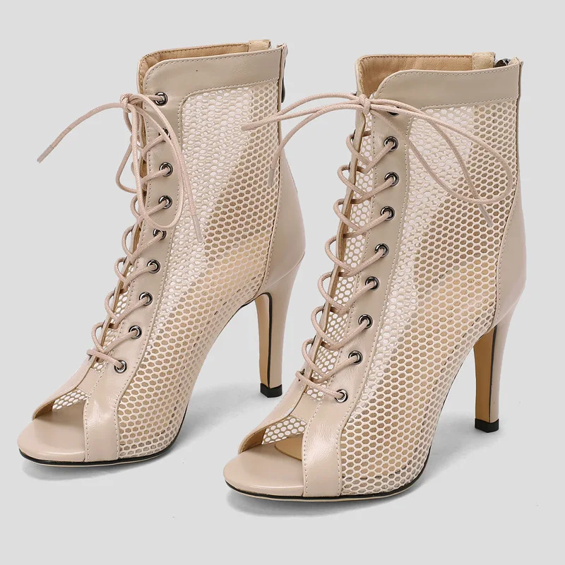 

Dance Heels Customized Logo Lace-up Boots Stilettos Jazz Dance Latin Salsa Dancing Street Sexy Stilettos Booties