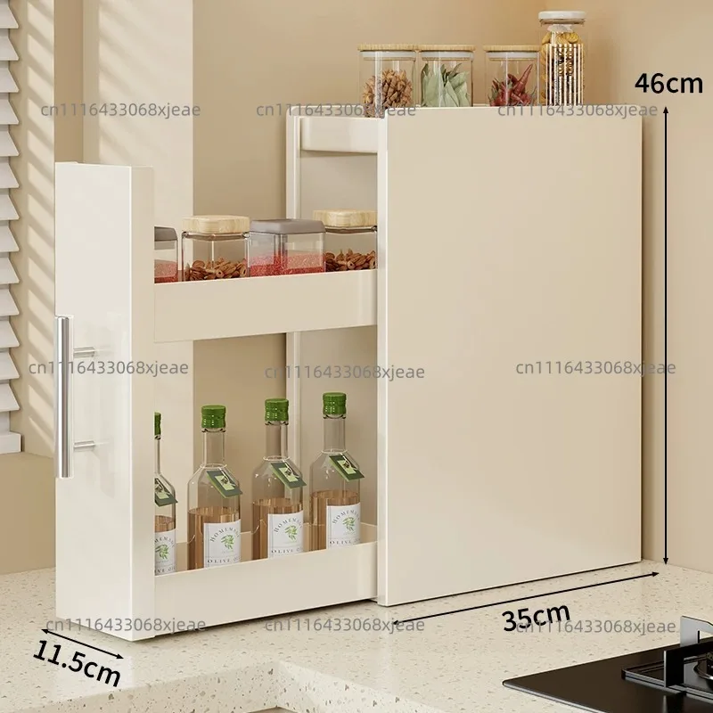 Countertop Slide-out Organizer Narrow Dustproof Iron Storage Holder Spice Sorting Rack