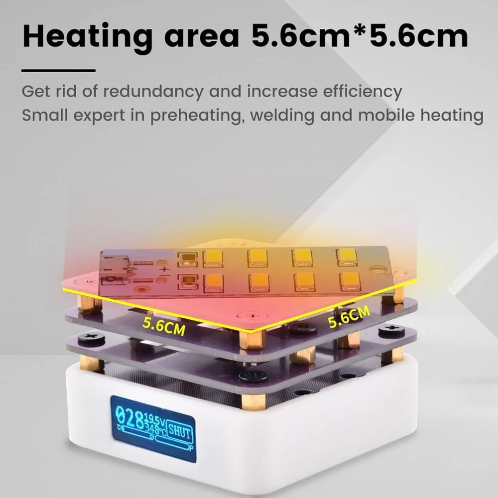 Aluminum Alloy Soldering Station Hot Plate White 0℃ to 350℃ Temperature Range Heating Soldering Plate Thermostat 20V 65W