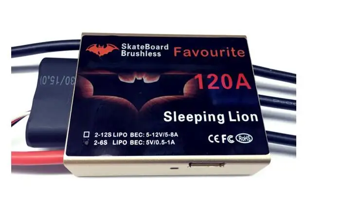 FVT Sleeping Lion 120A burst 640A 5-12S High Voltage ESC speed drive controller SBEC 5-12V/8A for electric skateboard RC car