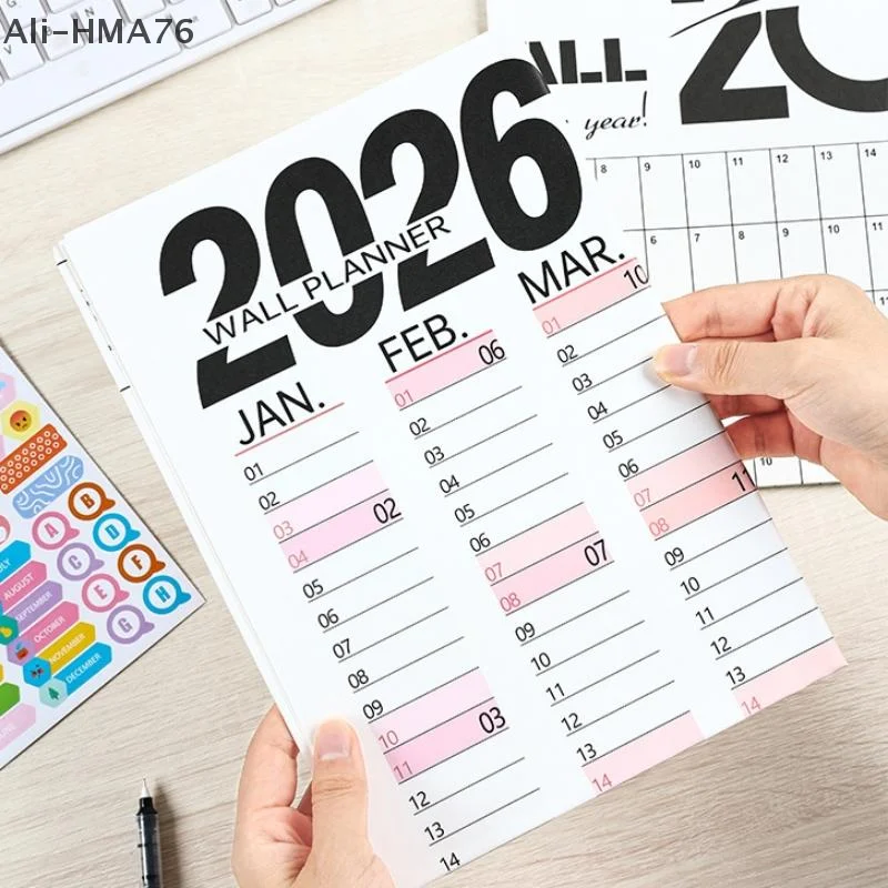 2026 calendário de parede folha de programação única anual pendurado na parede calendário em branco cinta memo planejador diário simples decoração do quarto