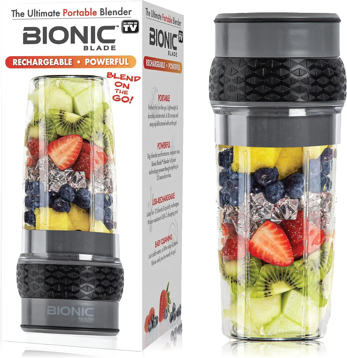 

Bionic Blade Personal Blender - 26.5 Oz, Cordless Rechargeable 18,000 RPM Portable Blender for Smoothies - Gunmetal