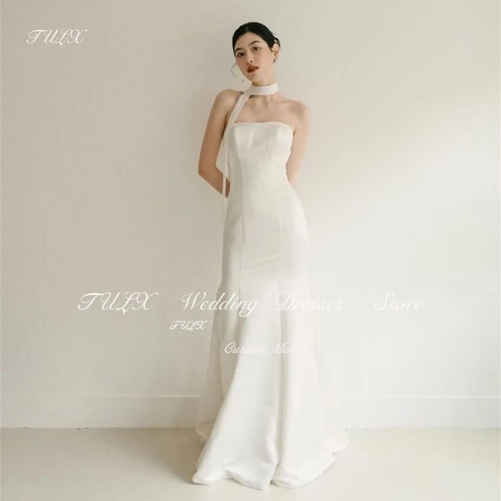 

TULX Simple Strapless Sleeveless Korea Wedding Dress Photo Shoot Dress Mermaid Long Bridal Gowns Corset 신부 웨딩드레스 Customized 2025