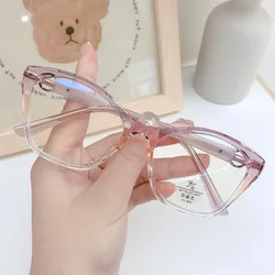 Cat Eye Glasses Women  Anti-blue Light Eyewear New Fashion Polygon Ultra Light TR90 Transparent Optical Prescription Eyeglasses