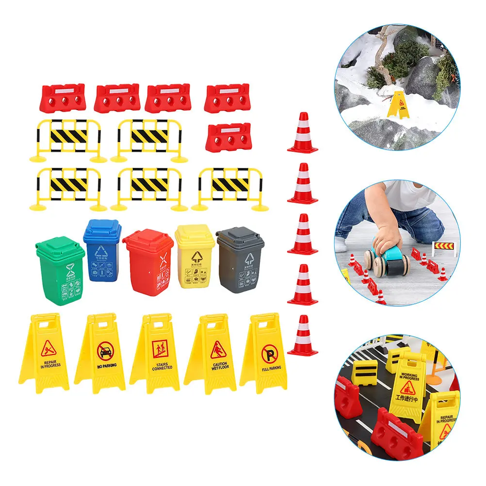 

1Set Educational Traffic Sign Playset Creative Road Prop for Kids Simulation Street Barrier Playset for Children