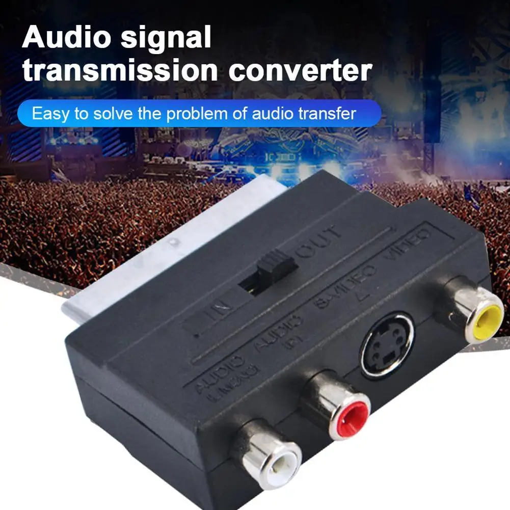 SCART to 3RCA Jack S Video AV TV Converter TV Audio Video AV S-Video Adapter for DVD Reorder Input Output Switch Connector