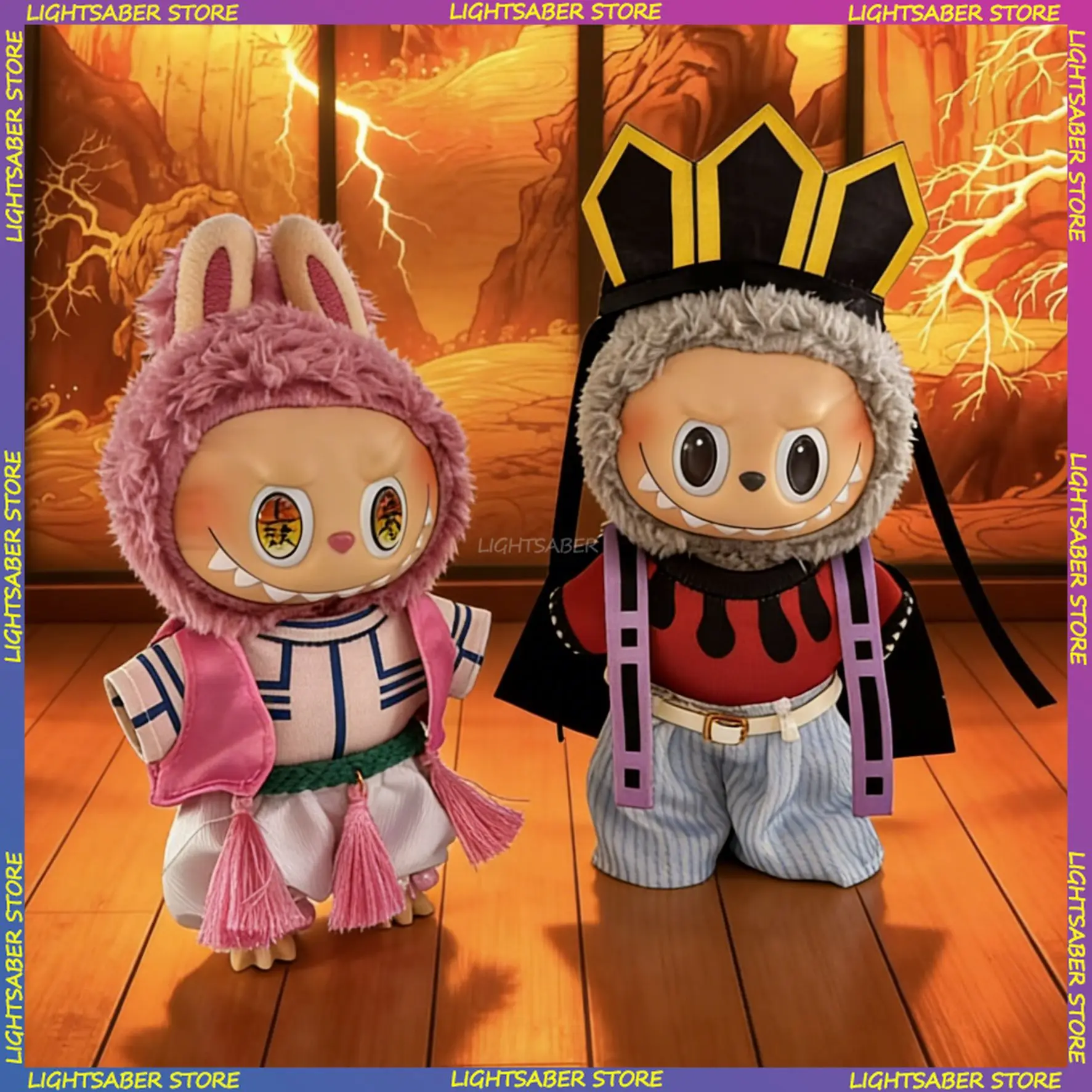 

Одежда для кукол с героями мультфильмов для Labubu, модная серия «Убийца демонов», комплект периферийной одежды Douma, мини-плюшевые аксессуары для кукол