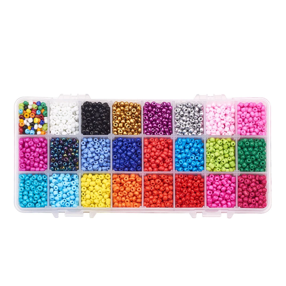 

3000pcs 24 Colors Glass Bead Set DIY Jewelry Making Materials Colorful Beads Bracelet Necklace Accessories Craft Project