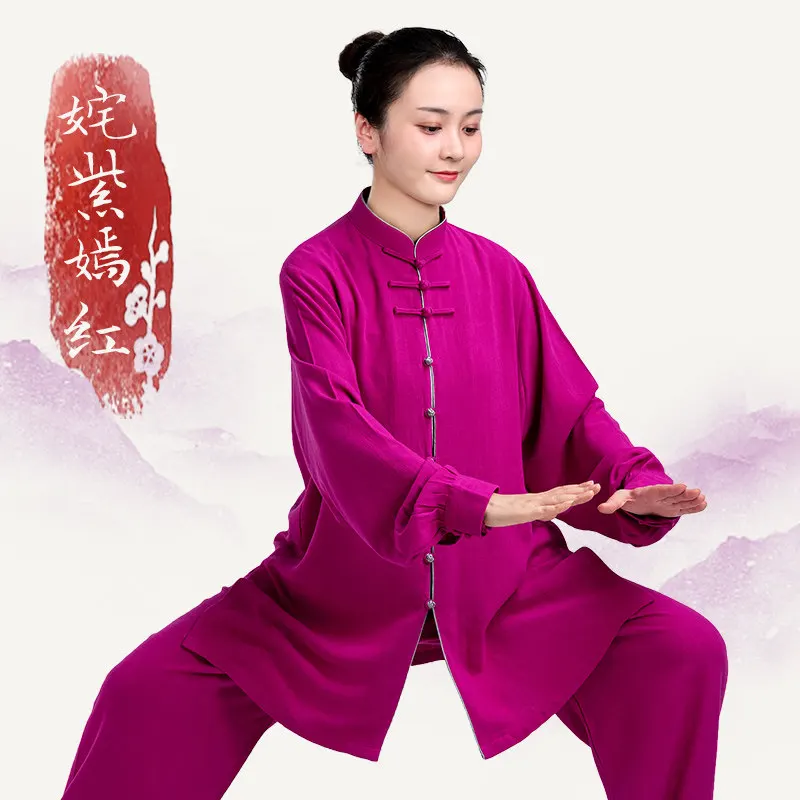 Martial Arts Tai Ji Suit Women's   Fashionable Thickened Cotton and Linen Exercise Clothing Spring, Autumn Winter Long