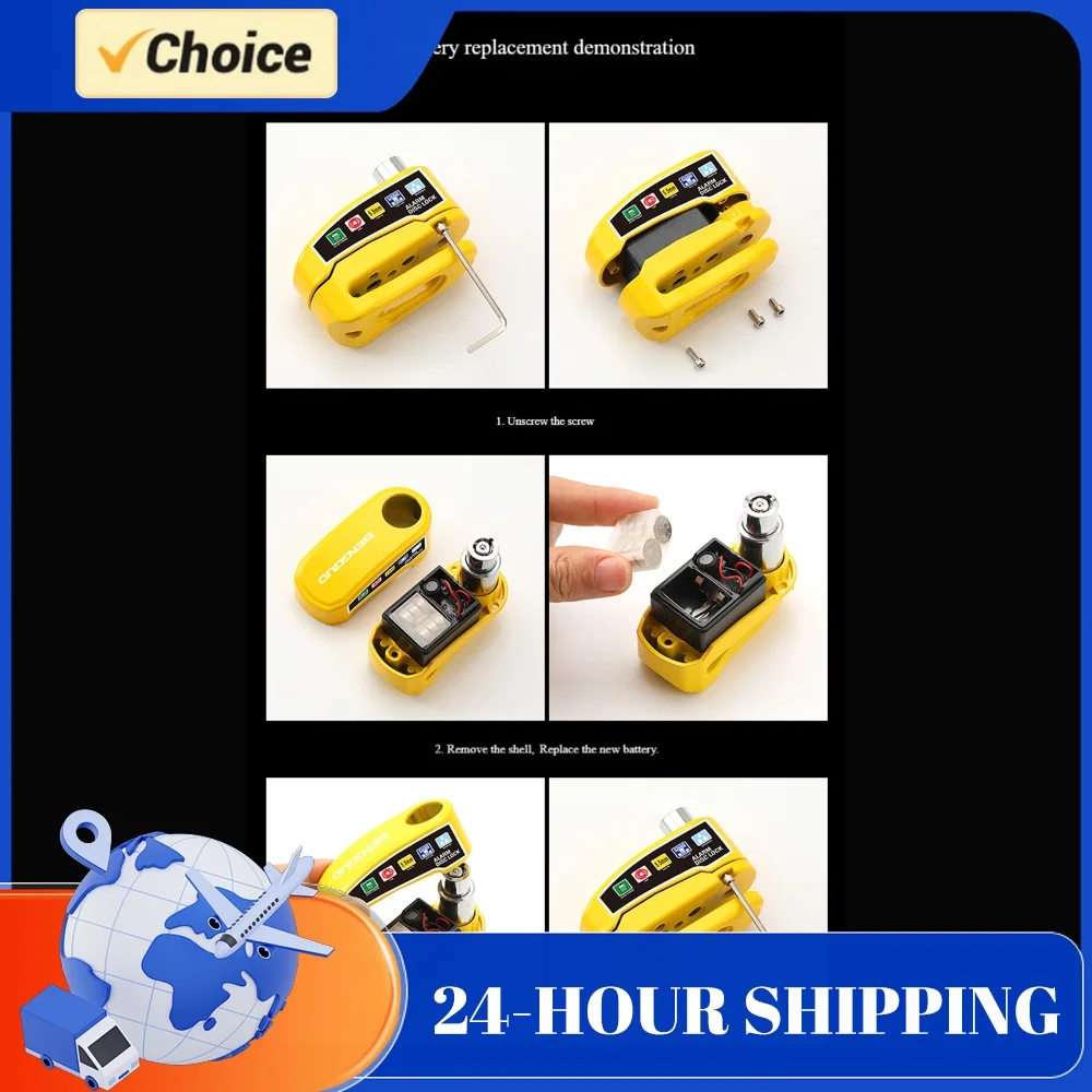 Motorcycle Disc Block Alarm Lock Rust Proof Anti-Theft Motor Padlock Loud Alarming Discs Locks for Scooter Ebike and Bicycles