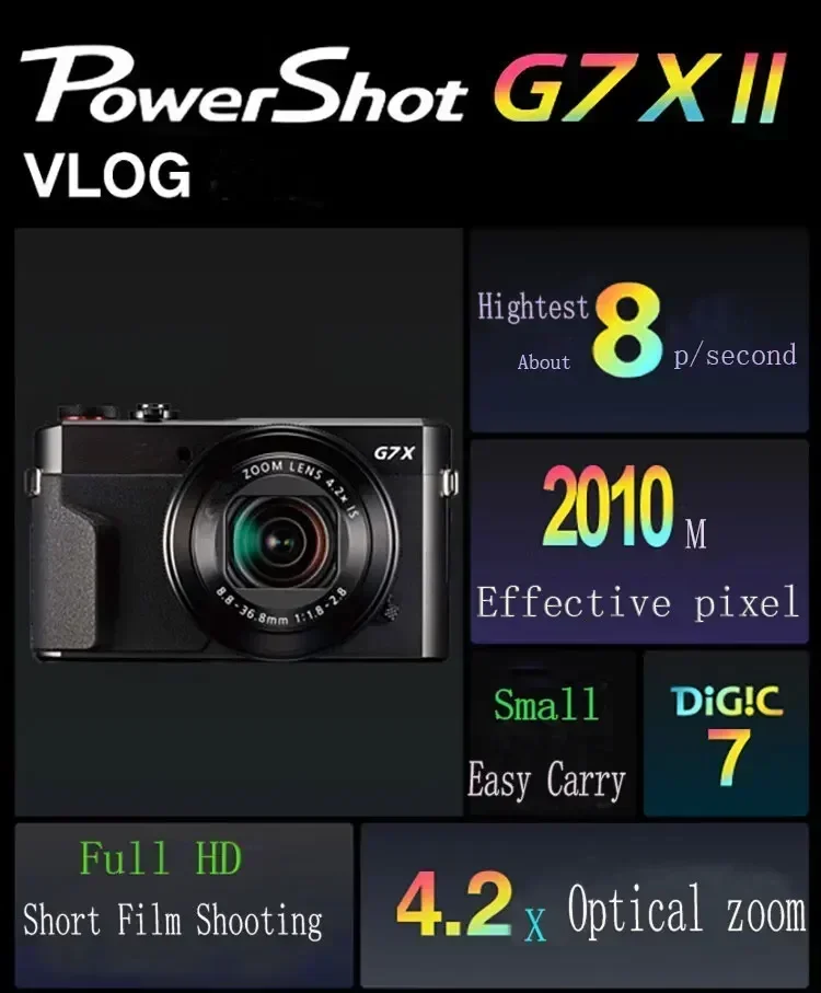 Used g7x Mark II G7X2 camera vlog portable video live HD camera G7X Mark II black digital cameras