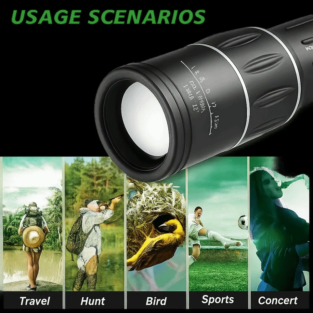 New 16x52 Monocular Telescope High-Power High Magnification HD Zoom Scope Dual Focus Long Range Night Spyglass Telescope Outdoor