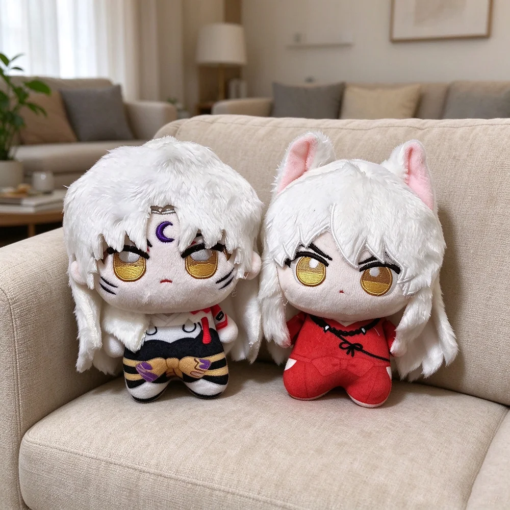 Anime Inuyasha Sesshoumaru Cosplay Keychain Q Version Plush Cotton Doll Backpack Pendant Keyring Adult Collection Accessories