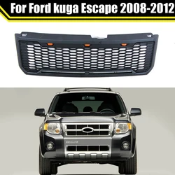 Cappa a griglia anteriore modificata nera o grigia opaca stile Raptor adatta per Ford kuga Escape 2008-2012 con griglia a rete superiore a luce LED