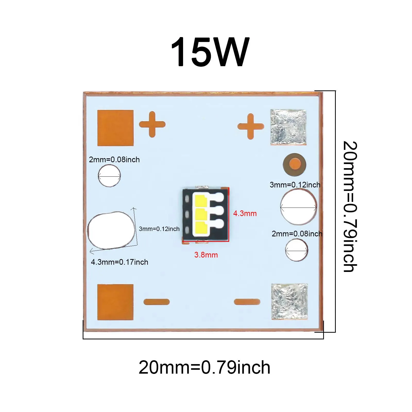 Imagem -02 - Potência 15w 20 25 9v 12v 15v Led Cob Contas de Lâmpada Chip Smd Pcb Substrato Cobre Acessórios do Carro para Faróis Automotivos Diy Alta