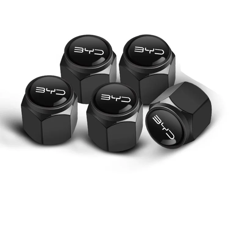 Valve de pneu de roue de voiture en métal, 5 pièce/ensemble, capuchon de Protection de tige d'air pour BYD ATTO 3 Yuan Qin Han TANG Plus DM-i Dolphin, accessoires automobiles