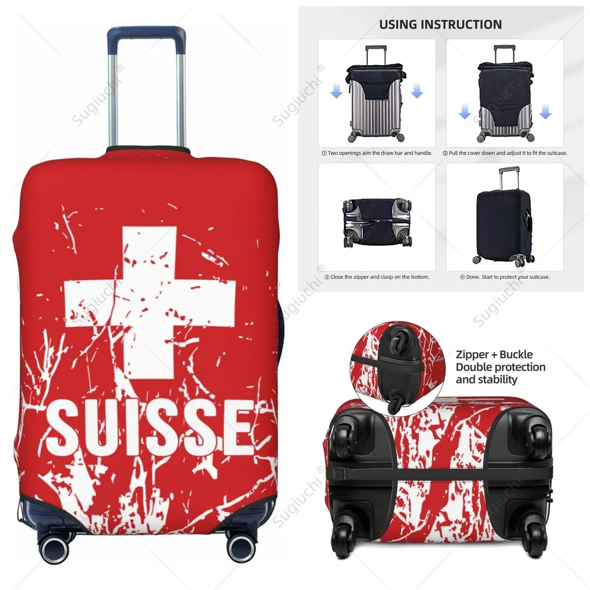 

Switzerland Suisse Flag Luggage Cover Suitcase Elastic Dust Case Travel Accessories Printed Baggage Case Protective