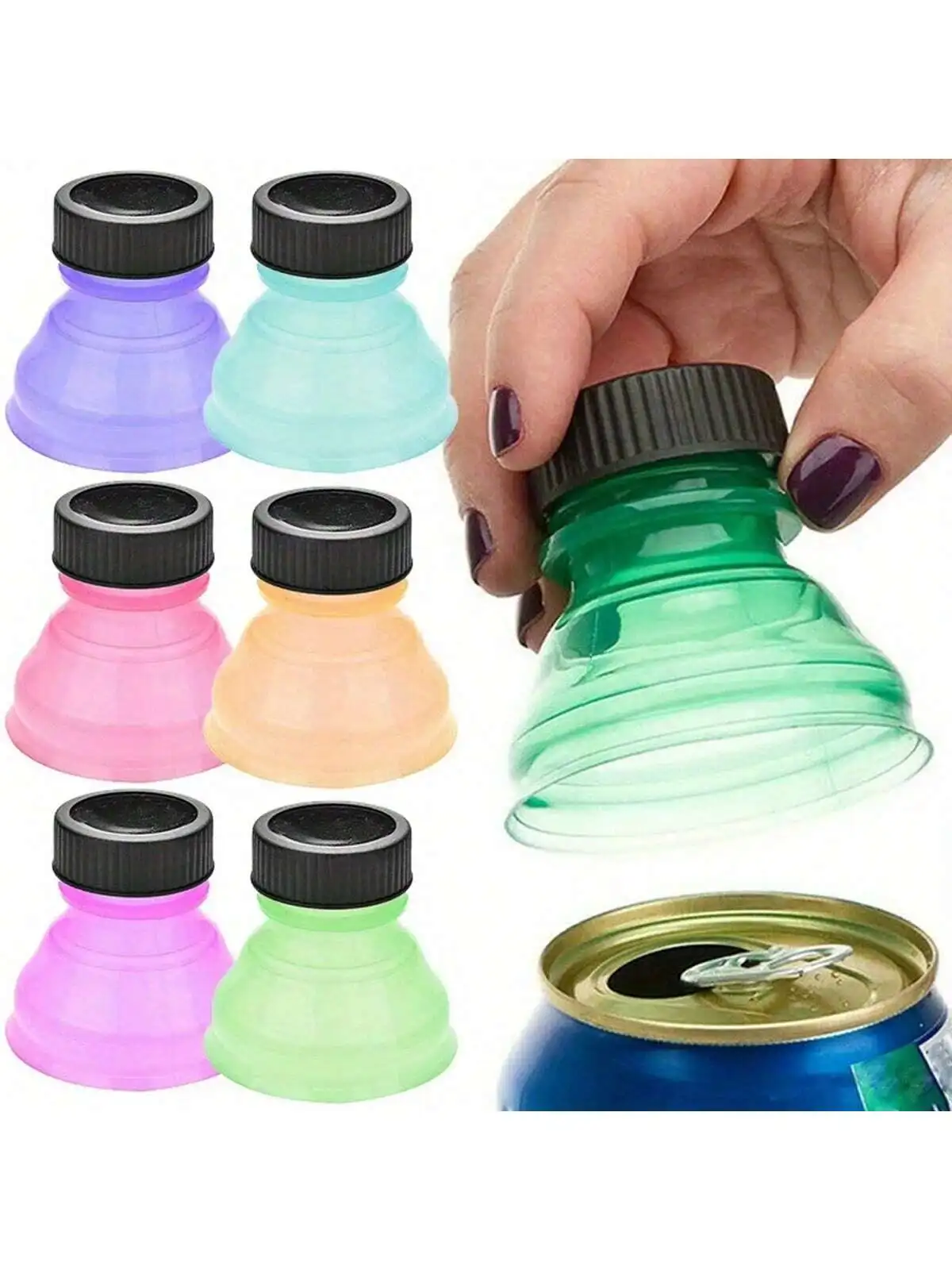 3/6/12pcs Reusable Plastic Beer Water Dispenser Lid Protector Caps Cover Bottle Top Soda Saver Can Cap Fashion Accessories