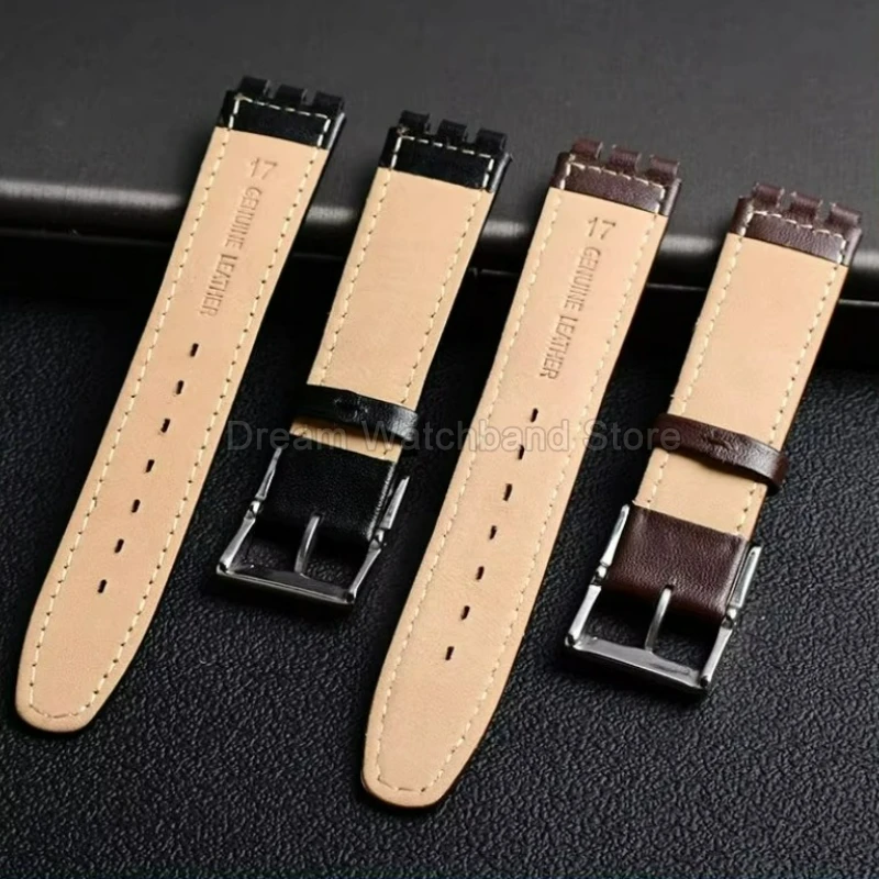 لينة مريحة ارتداء جلد البقر سوار مقعر واجهة محدبة ل سواتش YRS YCS YVS إبرة مشبك حزام ساعة جلدية