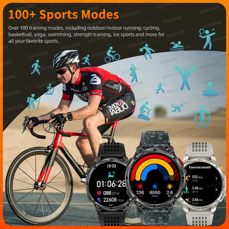 2025 탱크 신형 군용 1100mAh 슈퍼 배터리 스마트 워치 GPS 모션 트래젝토리 플래시라이트 컴퍼스 IP68 방수 HD 통화 시계